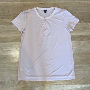 Crepe jersey keyhole button blouse, small